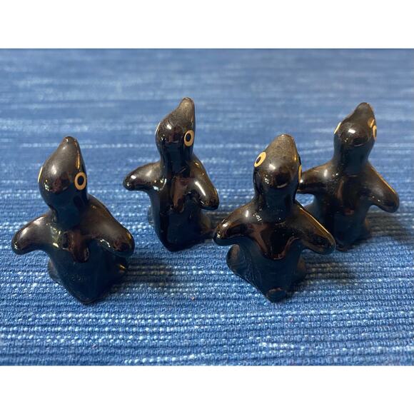 VTG Redware Pottery Penguin Family Standing Figure Japan Lot MCM 1950's 33B - Picture 7 of 10